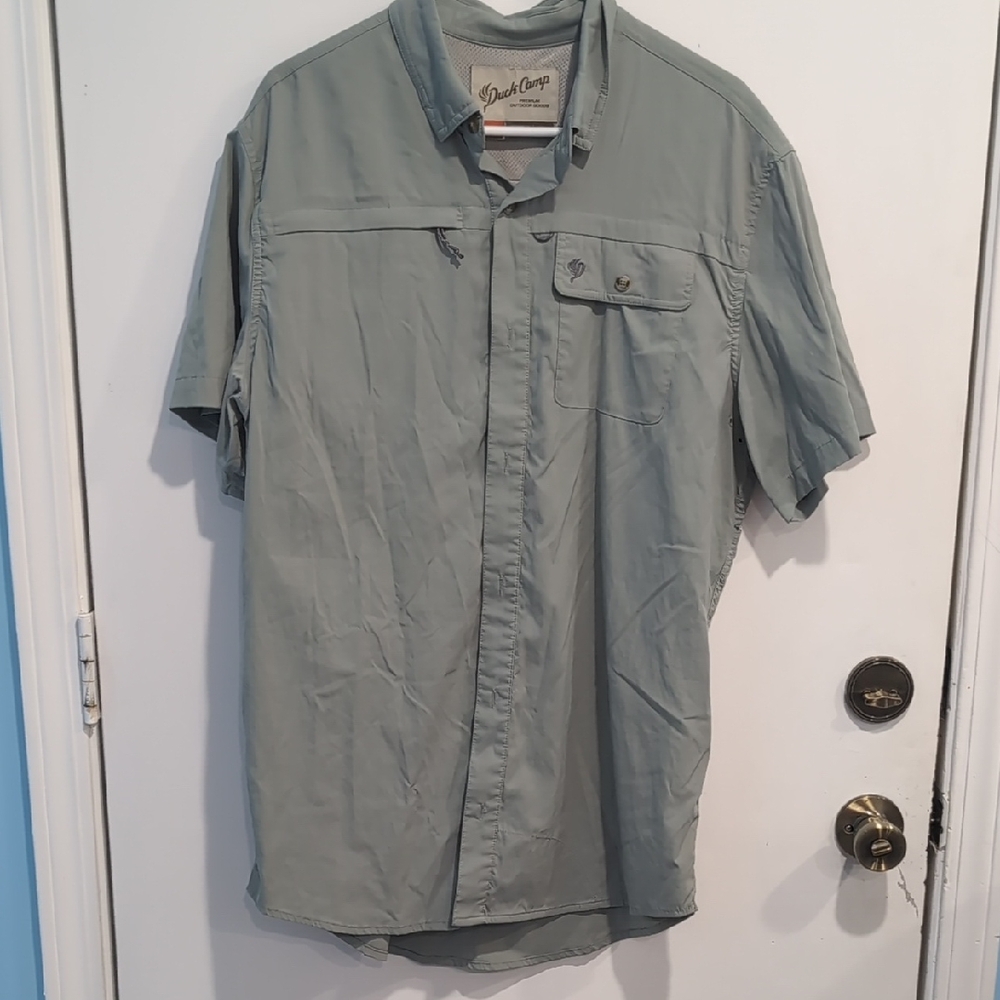 Duck Camp Men's Casual Button Down Shirt Sleeve Shirt Green Size XLT